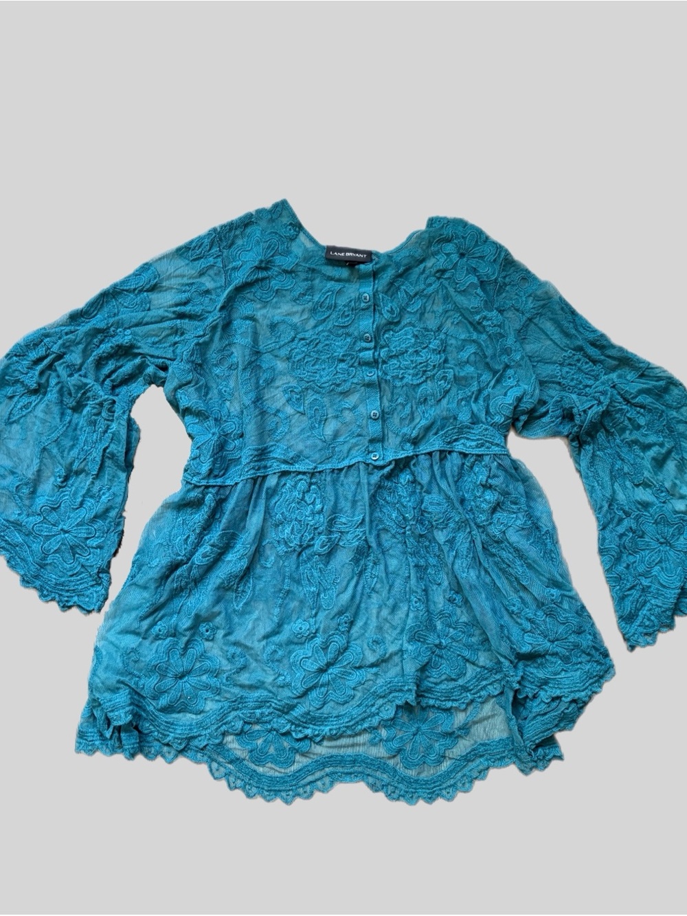 Lane Bryant Teal Lace Peplum Tunic